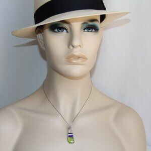 Dichroic Fused Glass Sterling Silver Necklace. Fabulous Artistic Beautiful Color